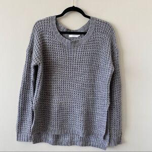 Lush-Grey Chunky Wool Blend Pullover Sweater